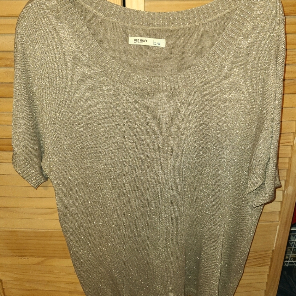 Gold glitter light sweater short sleeve blouse